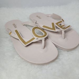 Melissa Love City Flip Flops Beige Sandals Shoes Size 9